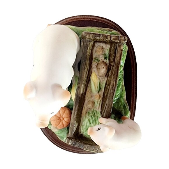 Lefton Figurine Trinket Pig Piglet Farmhouse Farm Mother Knows Best Vtg w/ Base - Picture 5 of 11